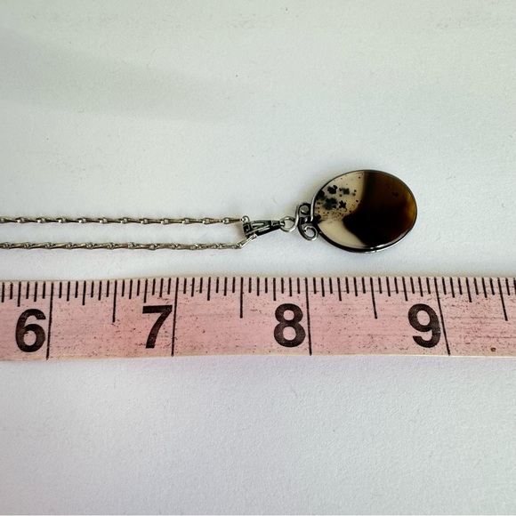 Vintage Montana Picture Agate Necklace Mountain Scene Sterling Silver Pendant - Picture 13 of 13